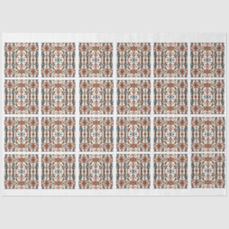 Fabulous Fall and Blue Tiled Decoupage Seidenpapier