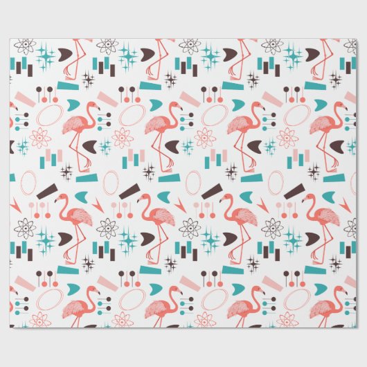 Fabulous Fifties Flamingos Geschenkpapier (Flach)