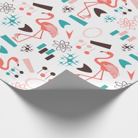 Fabulous Fifties Flamingos Geschenkpapier (Ecke)