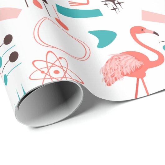 Fabulous Fifties Flamingos Geschenkpapier (Rolleneckpunkt)