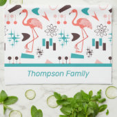 Fabulous Fifties Flamingos Geschirrtuch (Gefaltet)