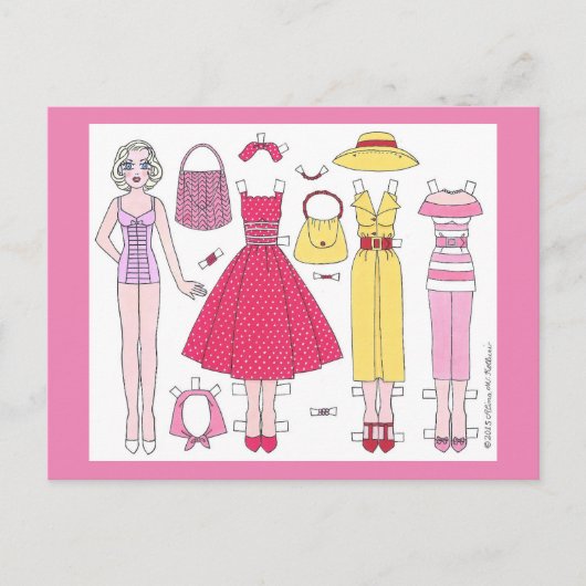 Fabulous Fifties: Marilyn Paper Doll Postcard Postkarte (Vorderseite)