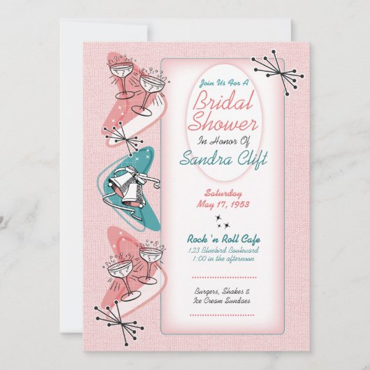 Fabulous Fifties Vintages Brautparty Einladung (Vorderseite)