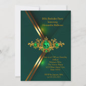 Fabulous Fifty Birthday Emerald Green Gold Gems Einladung (Rückseite)