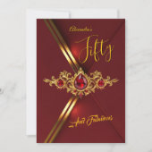 Fabulous Fifty Birthday Party Red Gold Gems Einladung (Vorderseite)