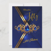 Fabulous Fifty Birthday Royal Blue Gold Gems Einladung (Vorderseite)