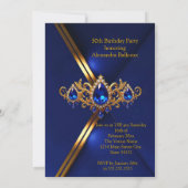 Fabulous Fifty Birthday Royal Blue Gold Gems Einladung (Rückseite)