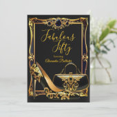 Fabulous Fifty Black Gold high Heel handbag Gems Einladung (Stehend Vorderseite)
