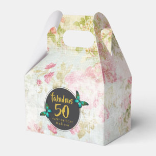 Fabulous Fifty Butterfly on Vintag Collage Geschenkschachtel
