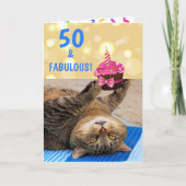 Fabulous Fifty Cat Birthday Karte (Vorderseite)