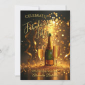 Fabulous Fifty Celebration Champagne Streamers Einladung (Vorderseite)