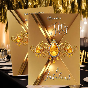 Fabulous Fifty Geburtstagsfeier Gelbe Gold Edelste Einladung
