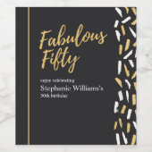 Fabulous Fifty Golden Modern Woman's 50th Birthday Weinetikett (Einzelnes Label)