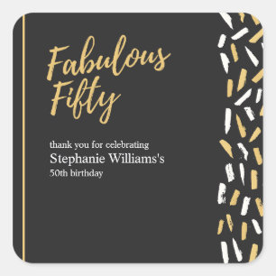 Fabulous Fifty Golden Moderne Frau zum 50. Geburts Quadratischer Aufkleber