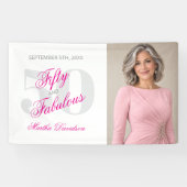 Fabulous Fifty Pink Script Feier Banner (Horizontal)