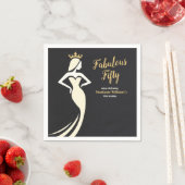 Fabulous Fifty Queen Golden Black 50th Birthday Serviette (Beispiel)