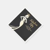 Fabulous Fifty Queen Golden Black 50th Birthday Serviette (Ecke)
