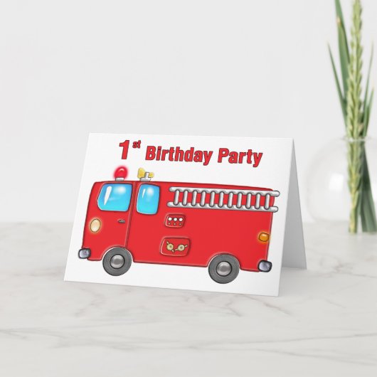 Fabulous Fire Truck 1. Geburtstag Karte (Vorderseite)