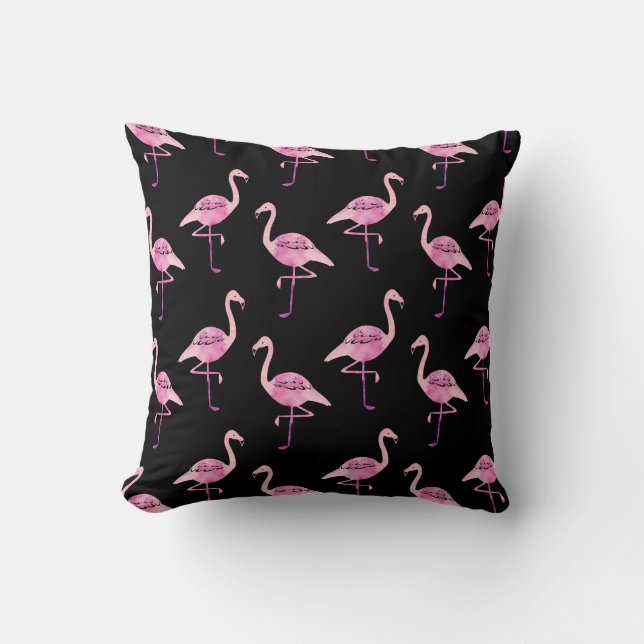 Fabulous Flamingo Pink Wasserfarben Muster Kissen (Vorderseite)