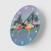 Fabulous Flamingos Clock Runde Wanduhr (Winkel)