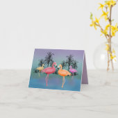 Fabulous Flamingos Karte (Gelbe Blume)