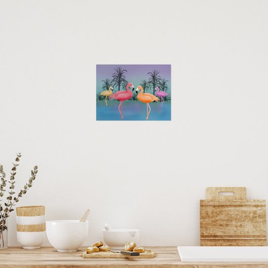 Fabulous Flamingos Print Poster (Küche)