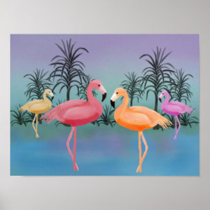 Fabulous Flamingos Print Poster