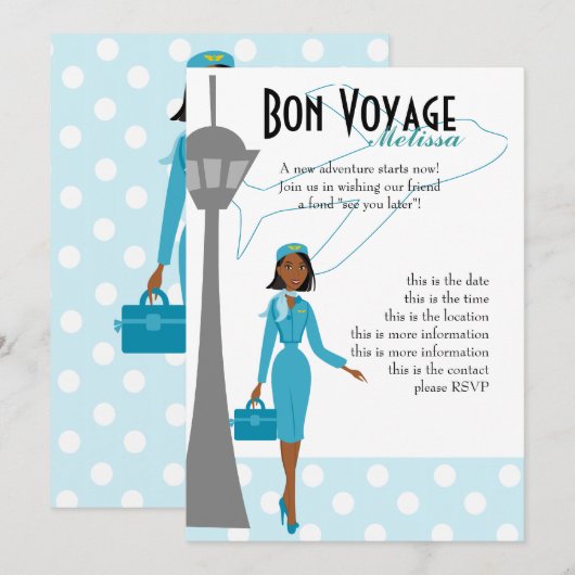 Fabulous Flight Attendant Einladung (Vorne/Hinten)