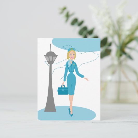 Fabulous Flight Attendant Postkarte (Stehend Vorderseite)