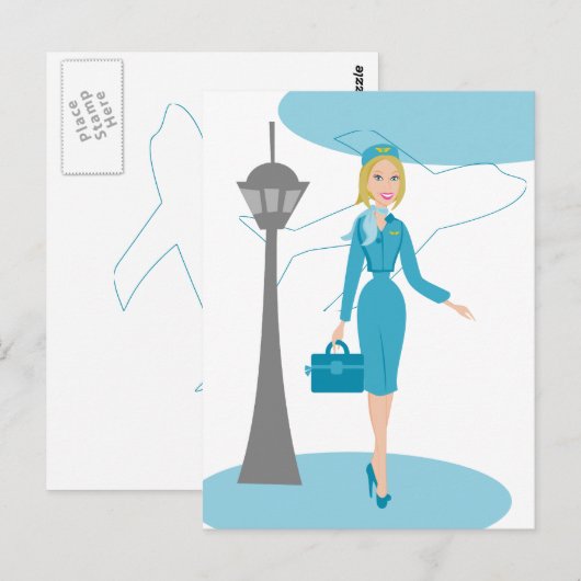 Fabulous Flight Attendant Postkarte (Vorne/Hinten)
