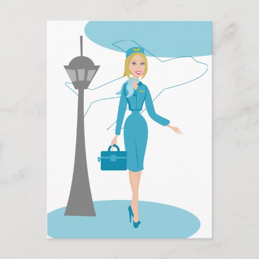 Fabulous Flight Attendant Postkarte (Vorderseite)