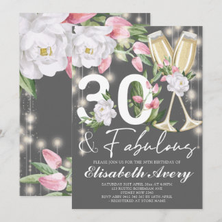 Fabulous Floral 30. Geburtstag Party Einladung