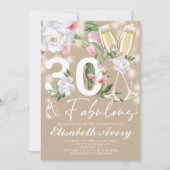 Fabulous Floral 30. Geburtstag Party Einladung (Vorderseite)