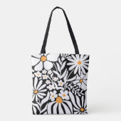 Fabulous Floral Black and White Abstract Tasche (Rückseite)
