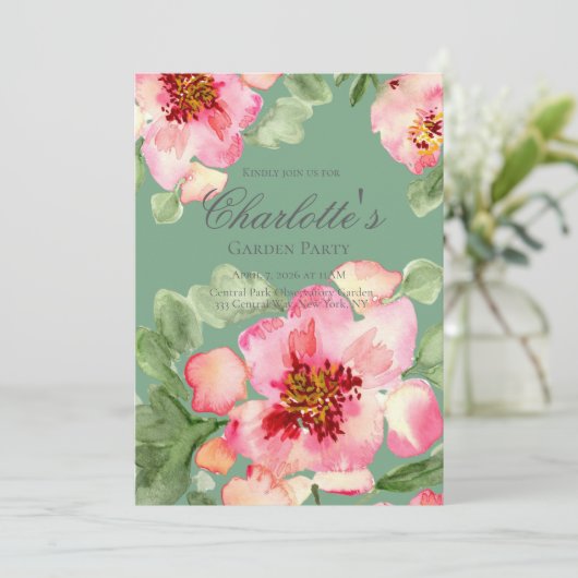 Fabulous Florals Garden Party Bridal Shower Einladung (Stehend Vorderseite)