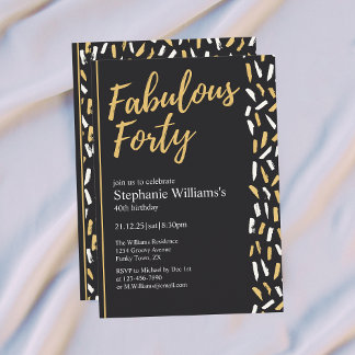Fabulous Forty Golden Modern Woman's 40th Birthday Einladung