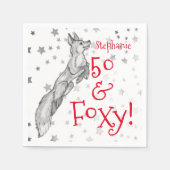 Fabulous Foxy 50. Geburtstag Schwarz-weißer Rotfuc Serviette (Vorderseite)