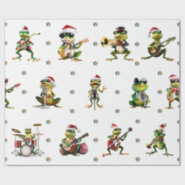 Fabulous Frog Jazz Band Weihnachtsfeiertag auf Wei Geschenkpapier