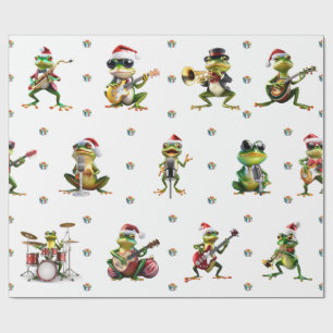 Fabulous Frog Jazz Band Weihnachtsfeiertag auf Wei Geschenkpapier