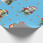 Fabulous Frog Rock Band Weihnachtsfeiertag auf Blu Geschenkpapier (Ecke)