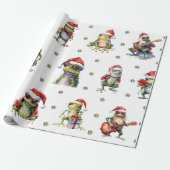 Fabulous Frog Rock Band Weihnachtsfeiertag auf Wei Geschenkpapier (Ungerollt)
