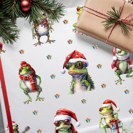 Fabulous Frog Rock Band Weihnachtsfeiertag auf Wei Geschenkpapier