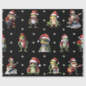 Fabulous Frog Rock Band Weihnachtsfeiertag Black Geschenkpapier (Flach)