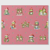 Fabulous Frogs Christmas Holiday Lt Red Wrapping Geschenkpapier (Flach)