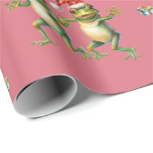 Fabulous Frogs Christmas Holiday Lt Red Wrapping Geschenkpapier (Rolleneckpunkt)