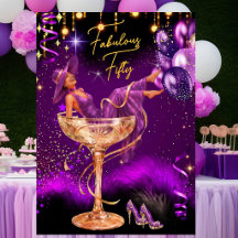 Fabulous Fun Birthday Purple Champagne Glass
