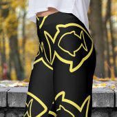 Fabulous Fun Black and Yellow Fin Pattern Leggings