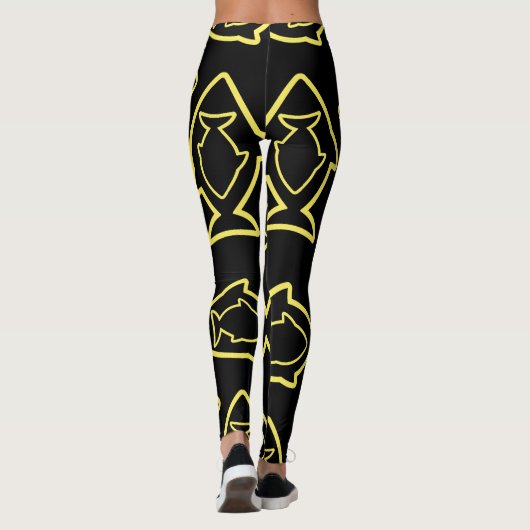 Fabulous Fun Black and Yellow Fin Pattern Leggings (Rückseite)