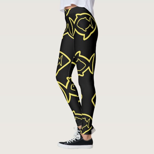 Fabulous Fun Black and Yellow Fin Pattern Leggings (Links)