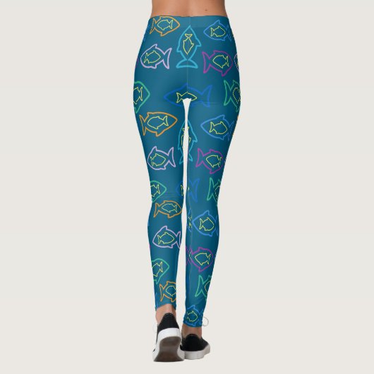 Fabulous Fun Blue Ocean Multi Fin Muster Leggings (Rückseite)